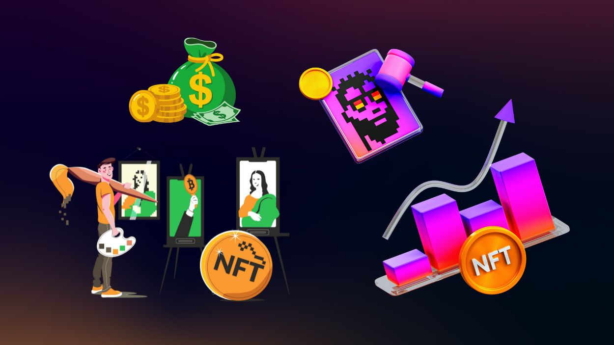 Futuristic illustration of interconnected DAOs exchanging NFT reputation badges across multiple blockchains, symbolizing decentralized governance in 2025.