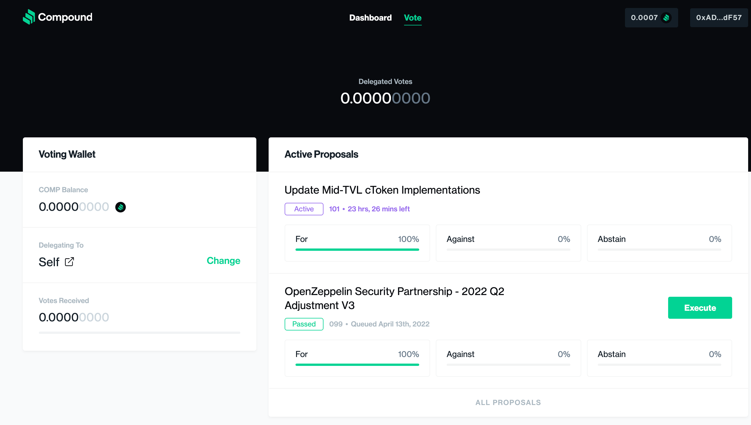 Decent DAO NFT voting weight