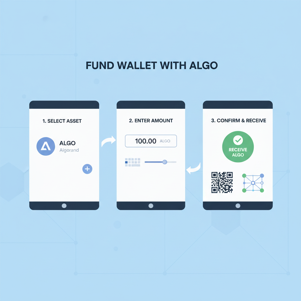 Wallet funding with ALGO tokens on Algorand network interface